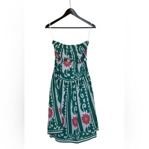 Sleeveless Cotton Linen like Cheerful Floral midi Dress, Medium